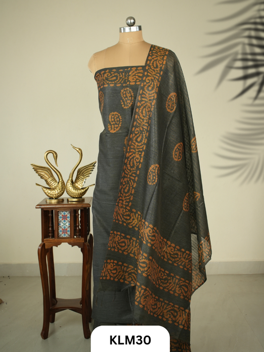 Semi Tussar Salwar Unstitched 3Pc Set
