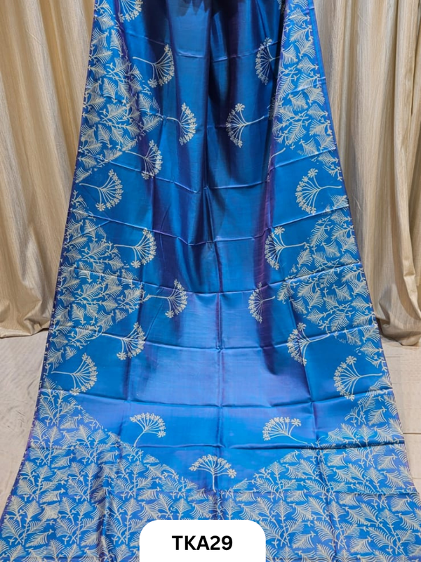 Pure Bishnupuri Silk Dual Shade Handblock