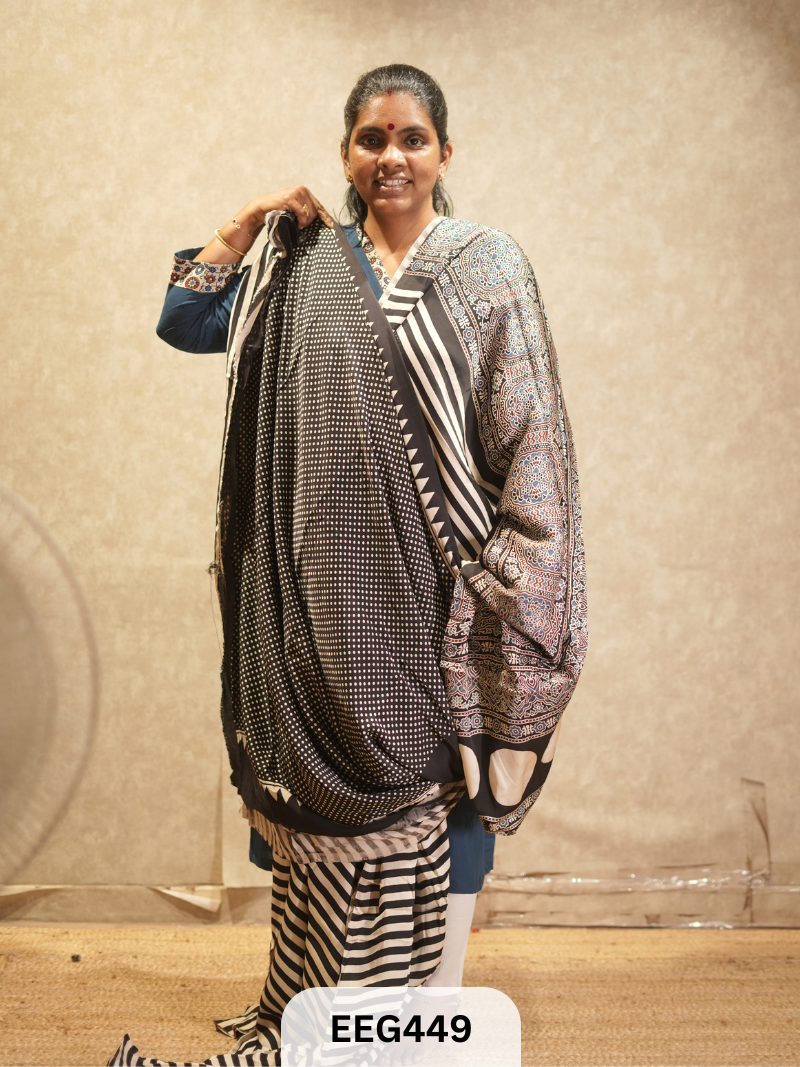 AJRAKH MODAL SAREE- RETRO