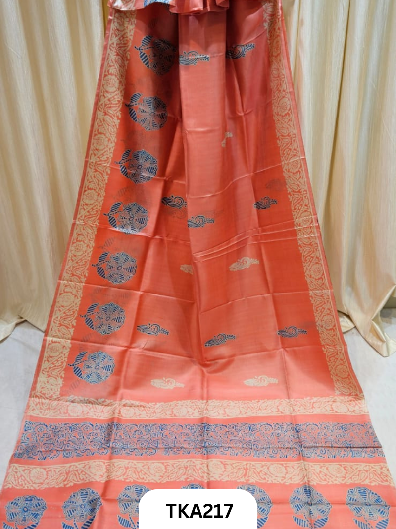 Bishnupuri Katan Silk Block Print Saree
