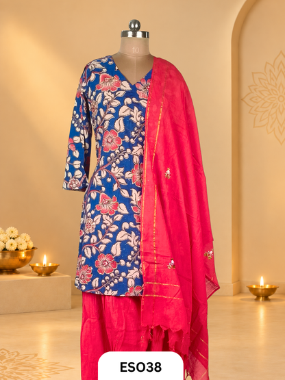 Premium Printed  Cotton 3 pcs  kurti set