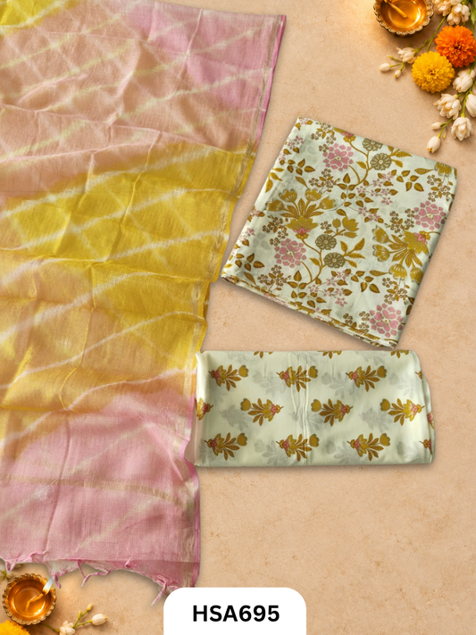 Handblock Printed Kota Doriya Dupatta With Cotton Suits Top 2.5mtr Dupatta 2.5mtr