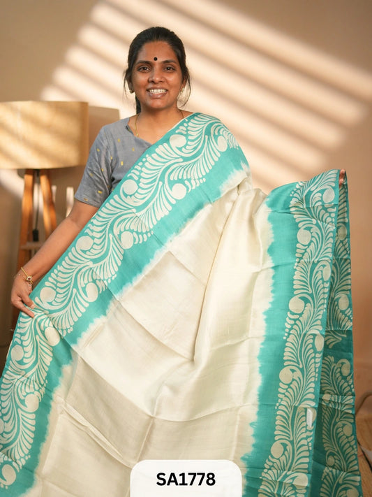 MURSHIDABAD SILK SAREE HAND PAINTED