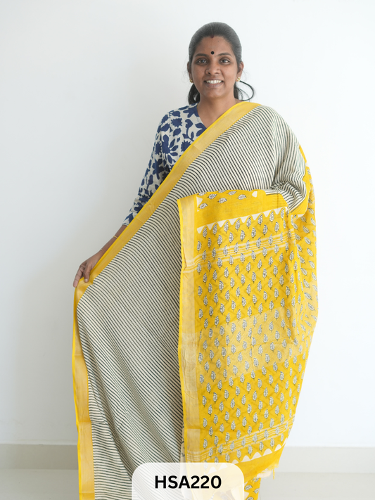 LENIN COTTON HANDBLOCK PRINTED SAREE