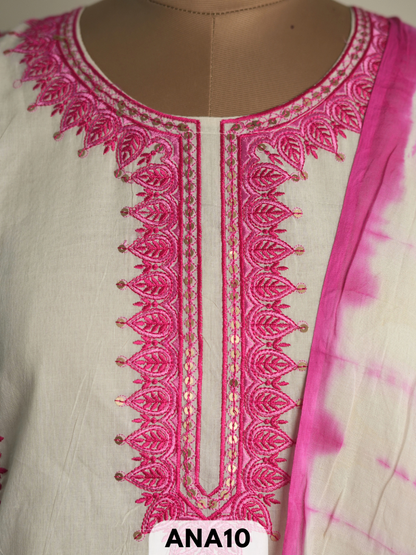 Shibori pure mulcotton embroidery 3 pcs salwar set