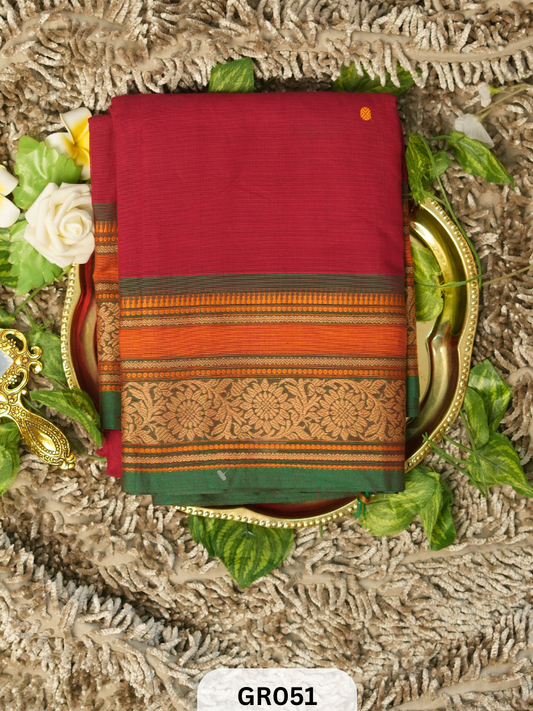 Handloom Chettinad Cotton Saree with Floral Border Saree Story with Shanmuga Priya