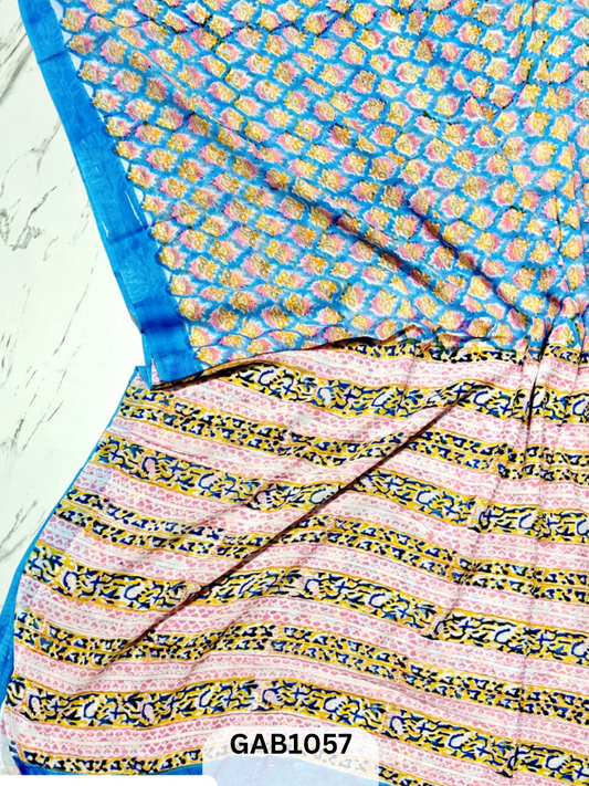 Premium Hand Block Printed Georgette Sarees with Blouse