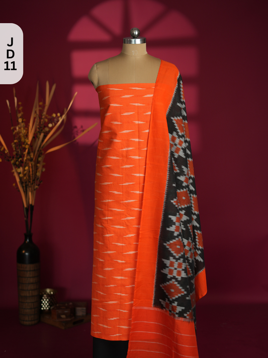 Double Ikkat Cotton with Mercerised Cotton Dupatta