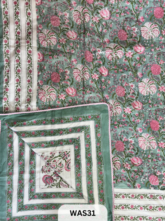 PREMIUM HAND BLOCK PRINTED JAIPURI COTTON 3 LAYER SIZE-90×108 KING SIZE