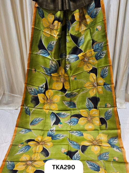 PURE HANDOWEN TUSSAR HAND PAINTED SAREE