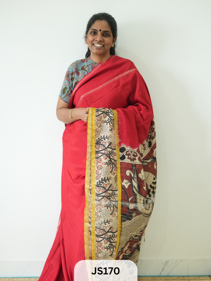 KALAMKARI X MANGALAGIRI FUSION SAREE -  SINGLE BORDER