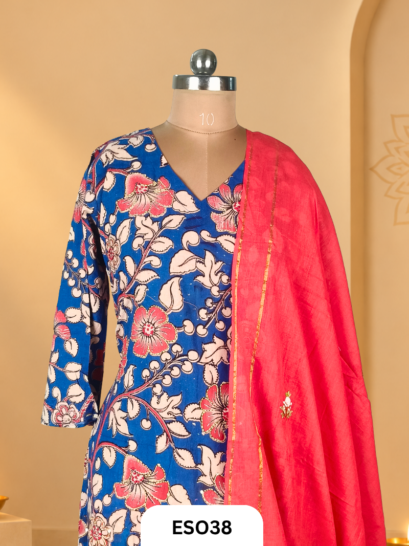 Premium Printed  Cotton 3 pcs  kurti set