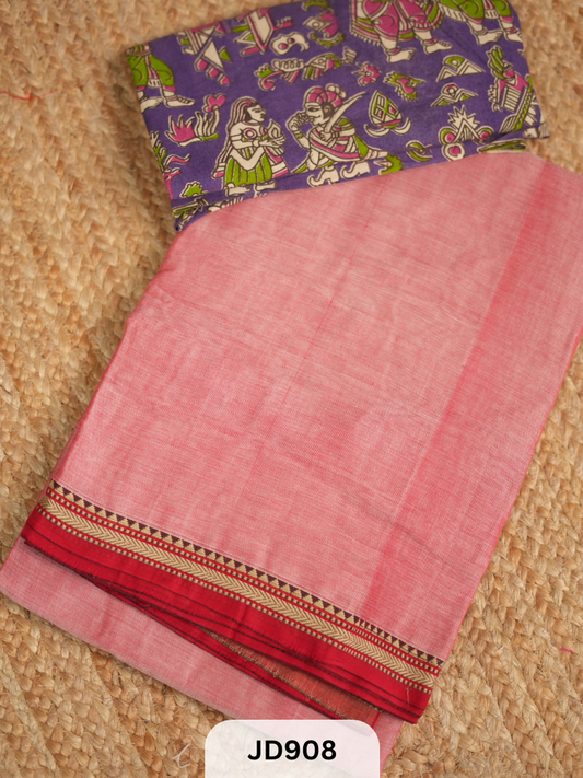 NARAYANAPET SAREE WITH KALAMKARI FUSION BLOUSE