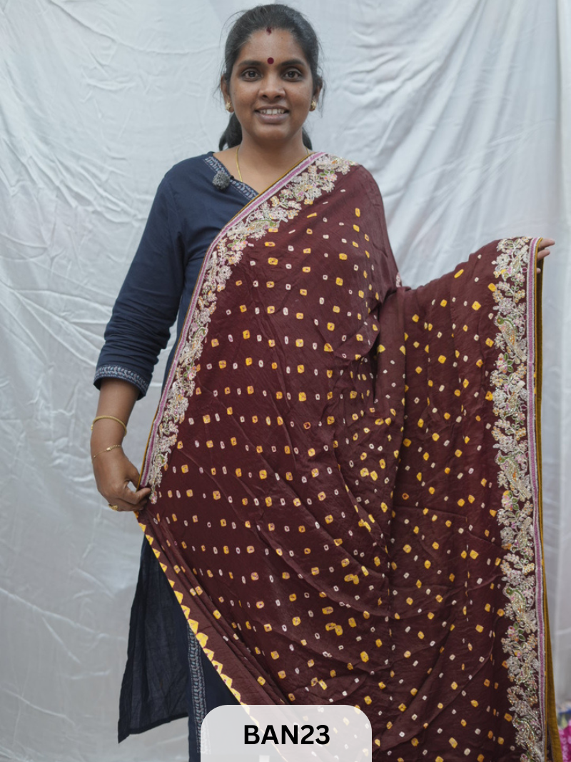 BANDHANI DESIGNER WORK WITH BANDHANI PALLU