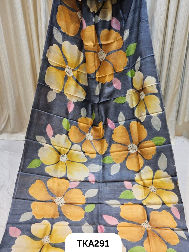 PURE HANDOWEN TUSSAR HAND PAINTED SAREE