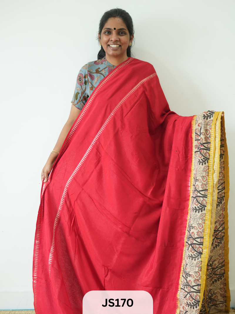 KALAMKARI X MANGALAGIRI FUSION SAREE -  SINGLE BORDER