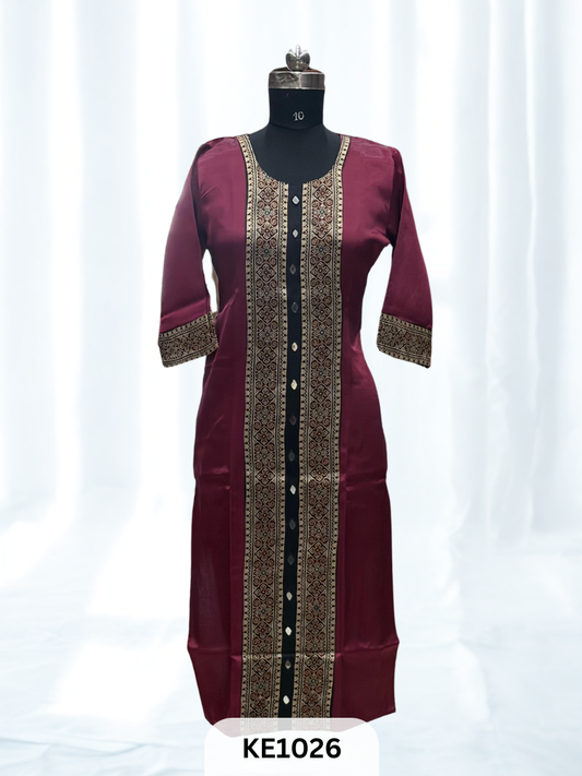 MASHRU SILK PANEL WITH MIRROR WORK - KURTI