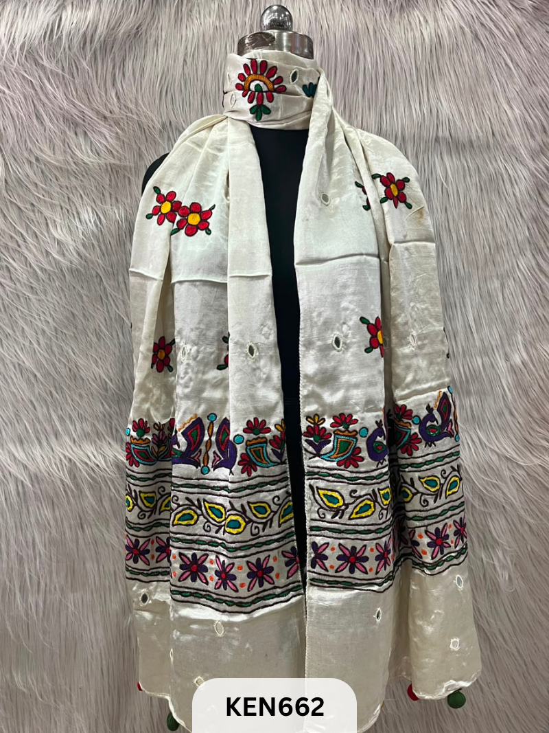 MUSHRU HAND AARI WORK WITH MIRROR WORK STOLE