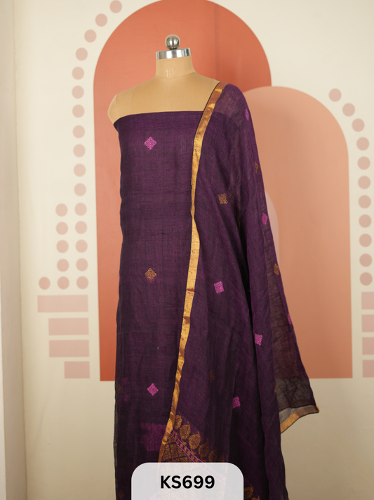JAMDHANI LINEN TOP WITH DUPATTA