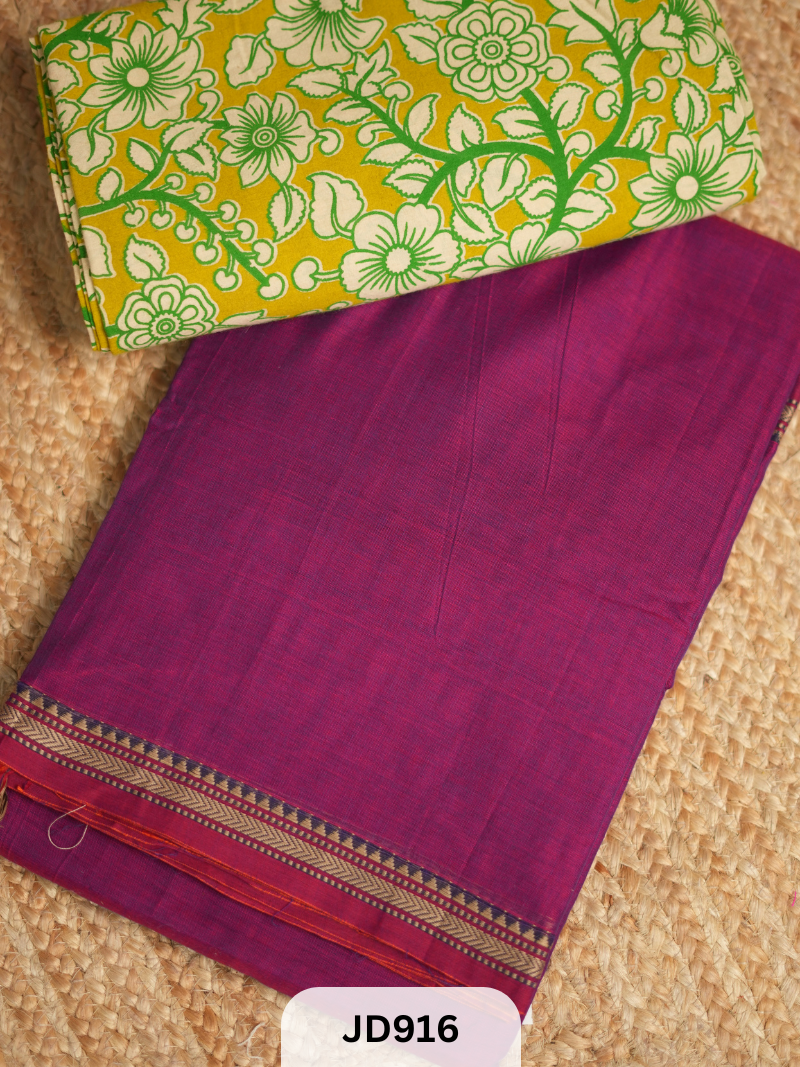 NARAYANAPET SAREE WITH KALAMKARI FUSION BLOUSE