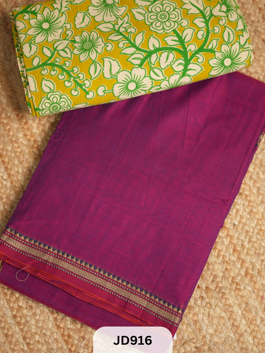 NARAYANAPET SAREE WITH KALAMKARI FUSION BLOUSE