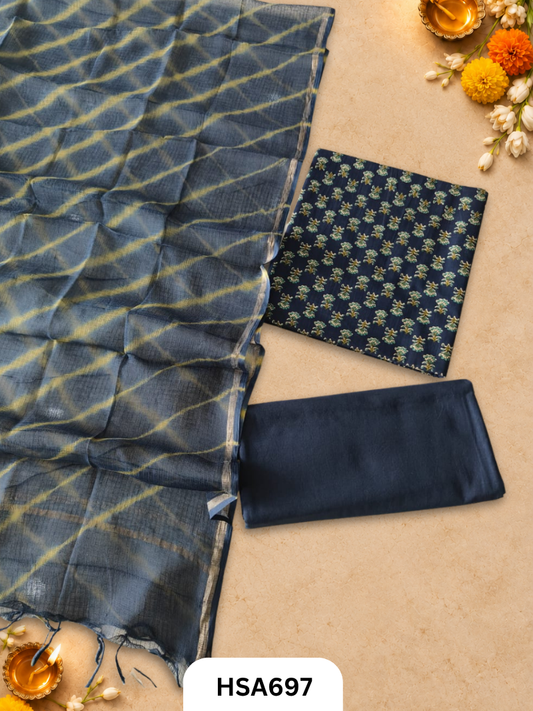 Handblock Printed Kota Doriya Dupatta With Cotton Suits Top 2.5mtr Dupatta 2.5mtr