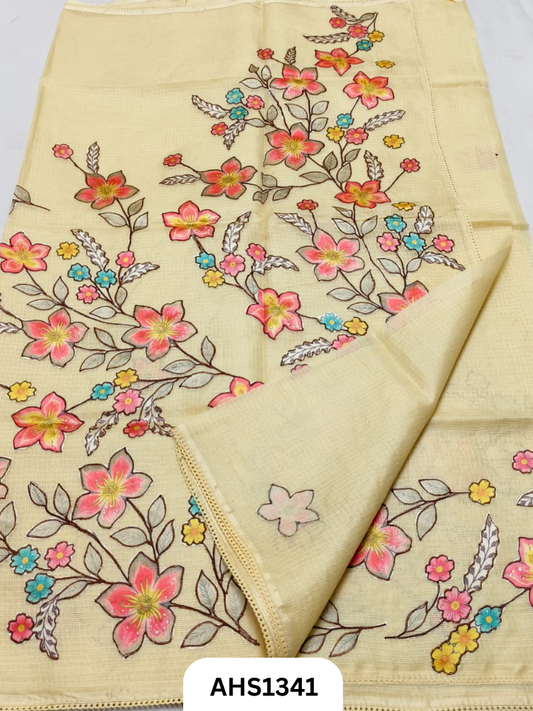 Soft Silk Kota Patch Work Saree With Blouse