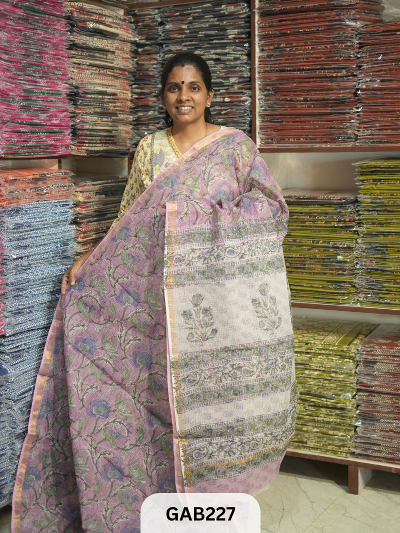 HANDBLOCK PRINT KOTA DORIA SAREE