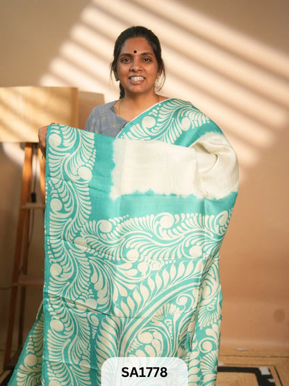 MURSHIDABAD SILK SAREE HAND PAINTED