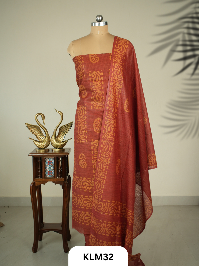Semi Tussar Salwar Unstitched 3Pc Set