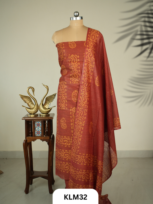 Semi Tussar Salwar Unstitched 3Pc Set