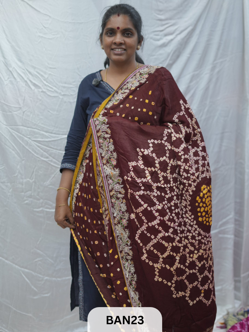 BANDHANI DESIGNER WORK WITH BANDHANI PALLU