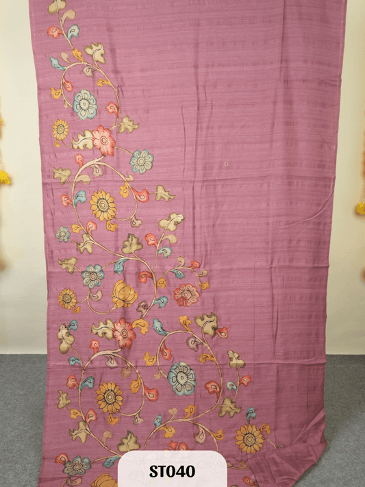 Kalamkari Appliqué work Saree - Premium Semi Tussar