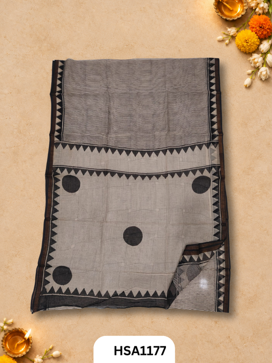 Hand Block Printed Kota Doriya Saree with Blouse