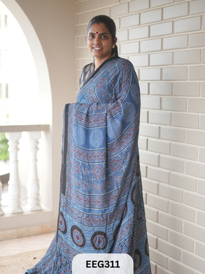 AJRAKH CHINON SAREE