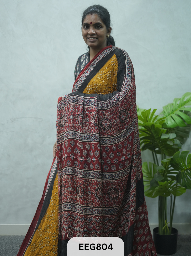 MODAL AJRAKH BANDHEJ SAREE