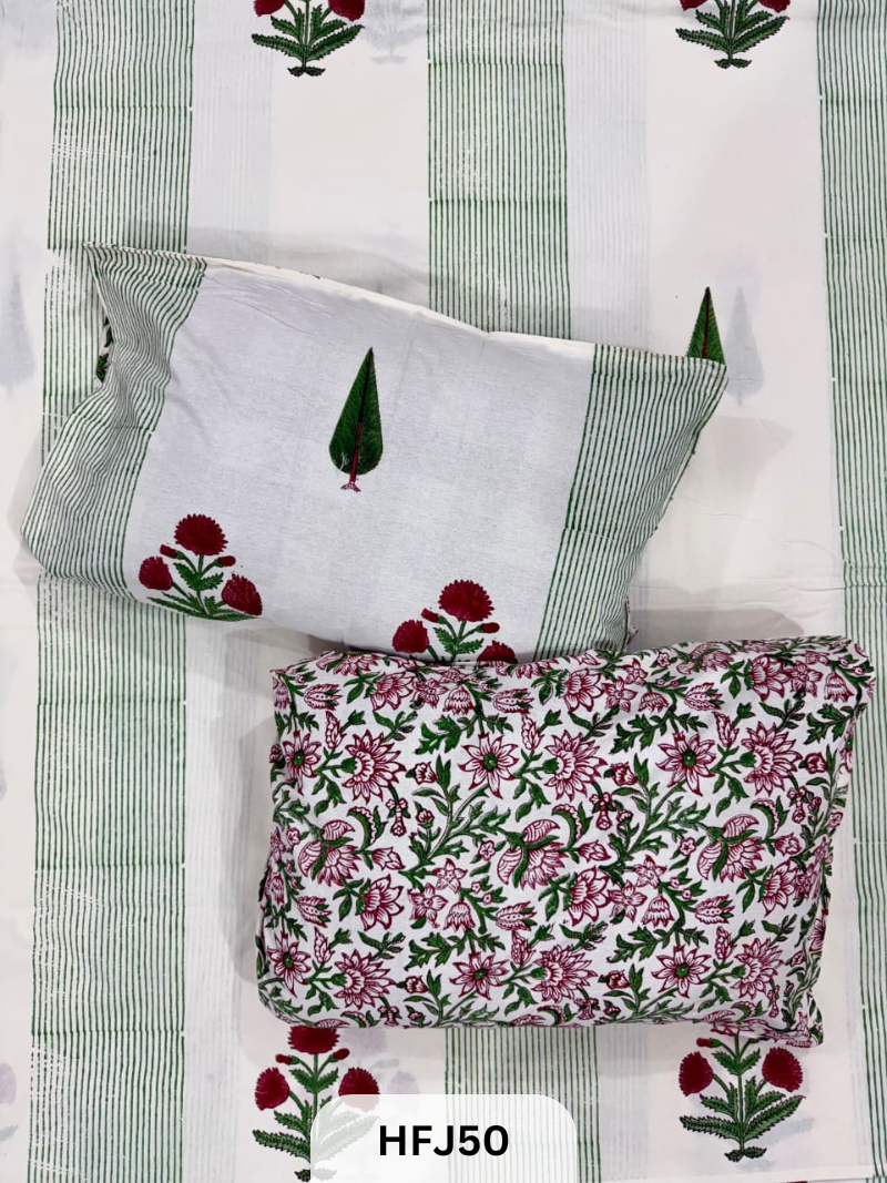 Premium Jaipuri Hand Block Printed Cotton Bedsheet