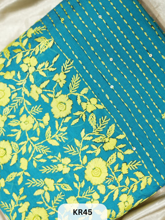 DUPION SILK WITH PURE HAND KANTHA HEAVY