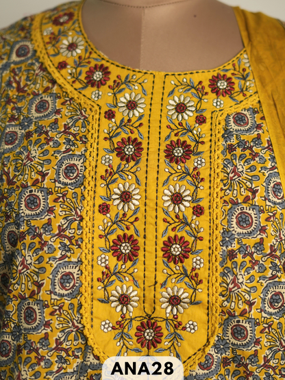 Premium kalamkari handblock embroidery 3 pcs salwar set