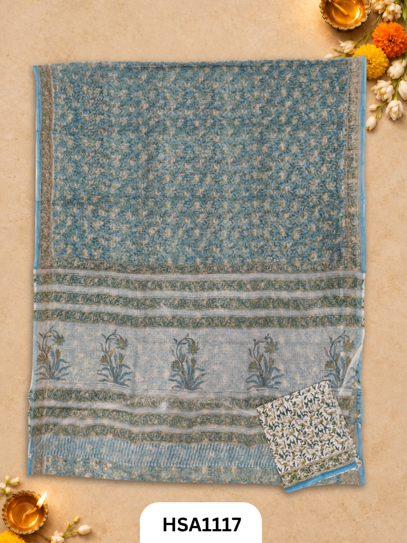 Hand Block Printed Traditional Designs & Multi Colour Combinations Kota Doria Sarees