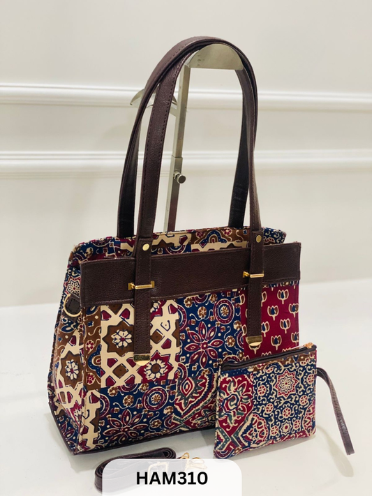 JAQARAD HANDBLOCK PRINT FANCY BACK SIDE ZIP POCKET SIZE 12/10