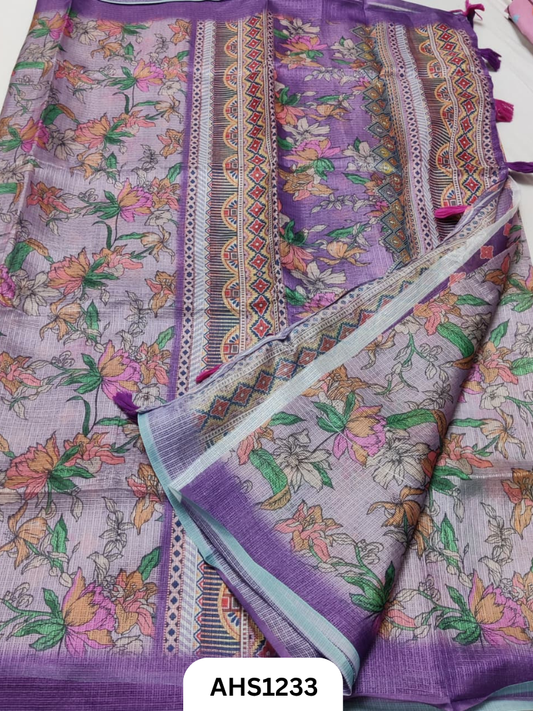 Soft Silk Kota Digital Print Saree With Blouse