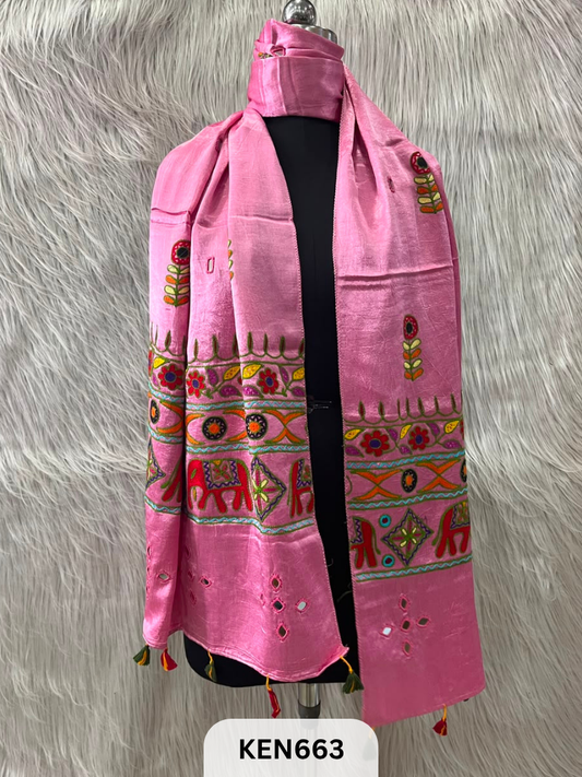 MUSHRU HAND AARI WORK WITH MIRROR WORK STOLE
