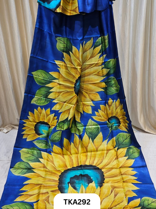 PURE HANDOWEN TUSSAR HAND PAINTED SAREE