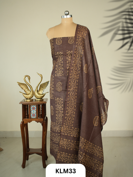 Semi Tussar Salwar Unstitched 3Pc Set