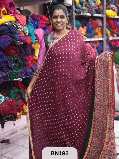 AJRAKH BANDHEJ WITH SKIRT BORDER SAREES | MODAL GAJI FABRIC