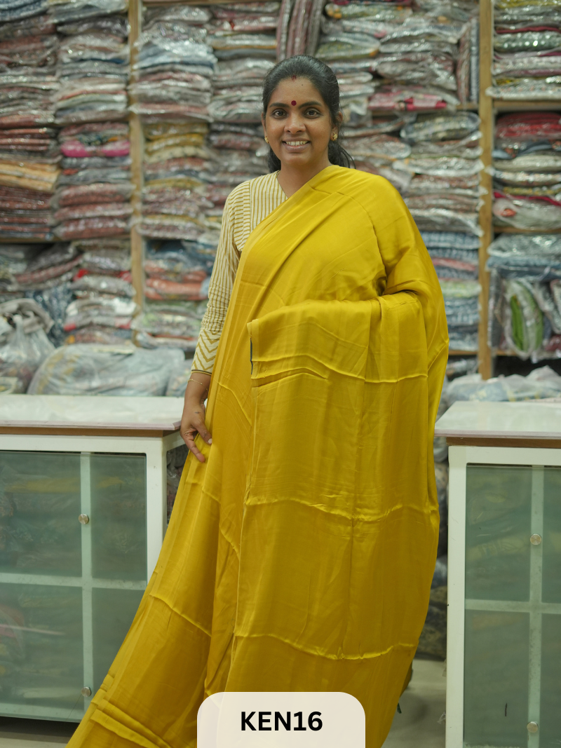 PLAIN MODAL SAREE WITH AJRAKH PRINT BLOUSE