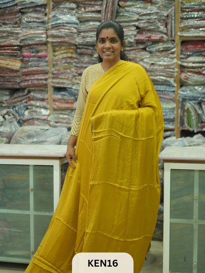 PLAIN MODAL SAREE WITH AJRAKH PRINT BLOUSE