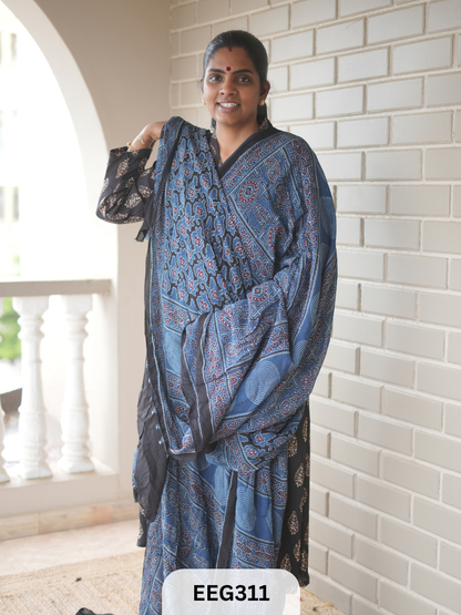 AJRAKH CHINON SAREE
