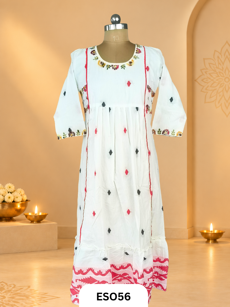 White Jamdani Dress